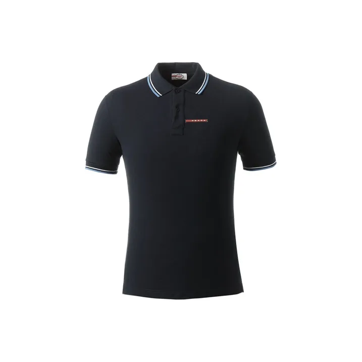 PRADA Polo Shirts Men Blue Black-0