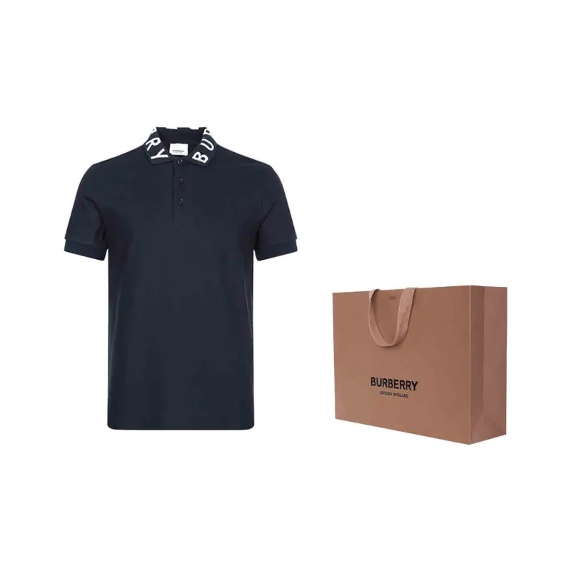 Burberry Men's Ryland Collar Logo Polo Shirt Navy-5