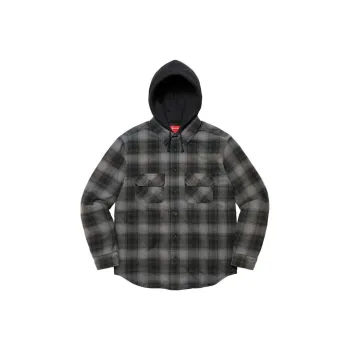 Supreme Hooded Flannel Zip Up Shirt
