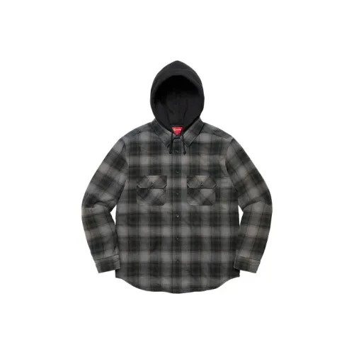 Supreme Hooded Flannel Zip Up Shirt