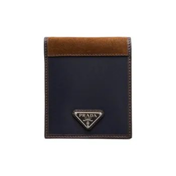 PRADA Recycled Nylon Wallet Men's Blue & Coffee