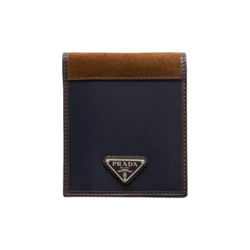 prada bag Recycled Nylon Wallet Men's Blue & Coffee