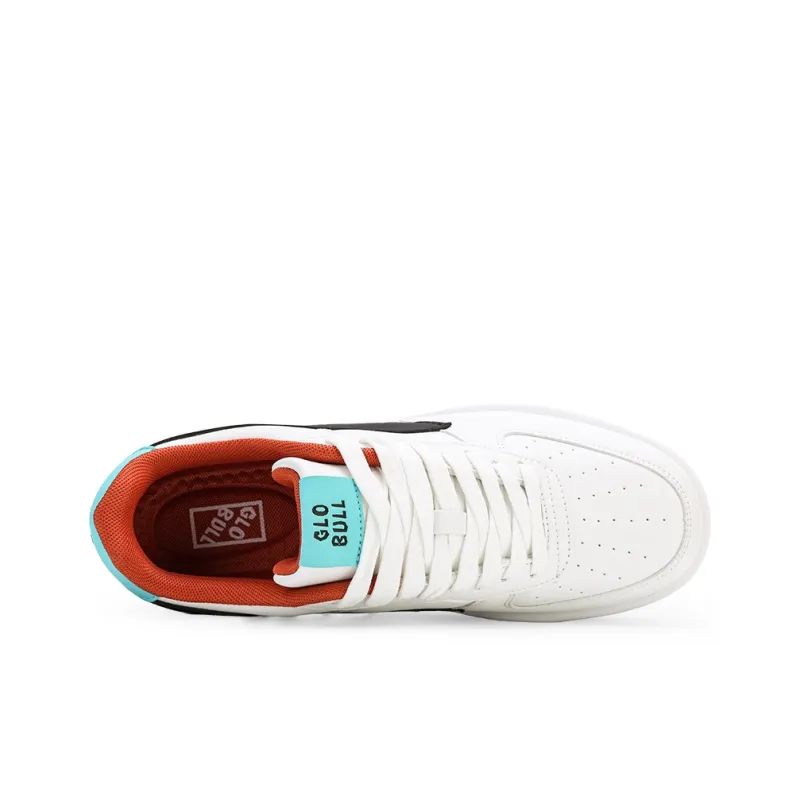 GLO BULL Abrasion Resistant Breathable Height Increasing Low Top Skateboard Shoes Unisex White Orange Moon-3