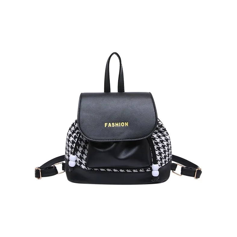 SEVENMOONS PU Backpack Women's Houndstooth Black/Houndstooth Coffee/Houndstooth Khaki-0