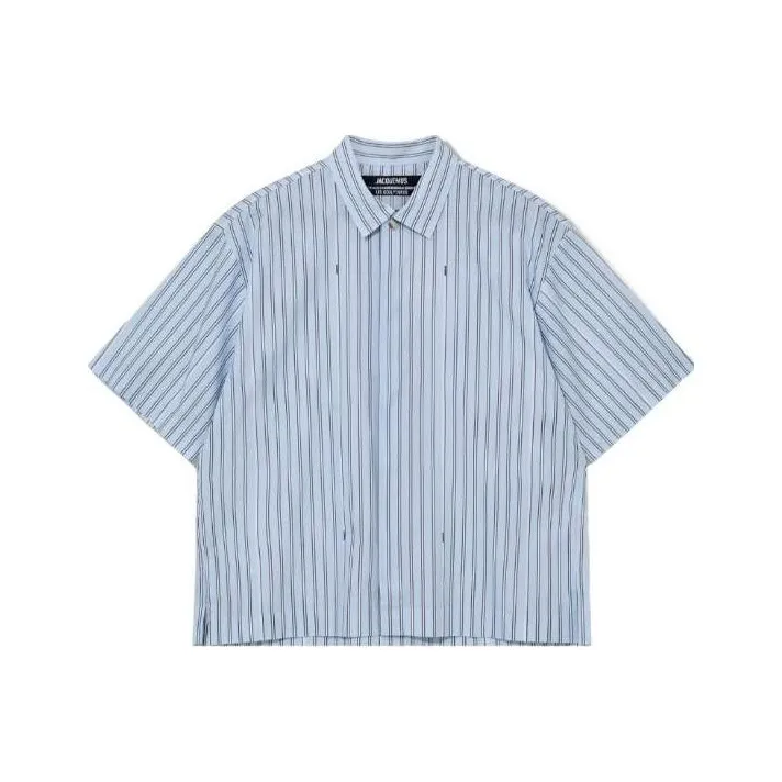 Jacquemus Pinstripe Collared Short Sleeve Shirt-0