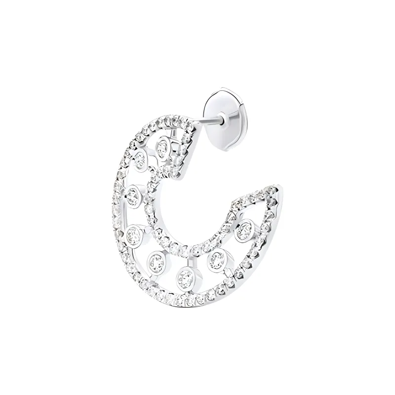 De Beers 18kt White Gold Dewdrop Hoop Diamond Earrings-0