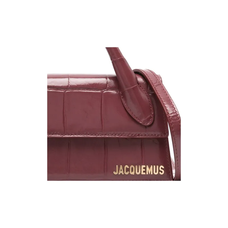 Jacquemus Calfskin Shoulder Bag Crossbody Bag Handbag Women's Burgundy Color-5