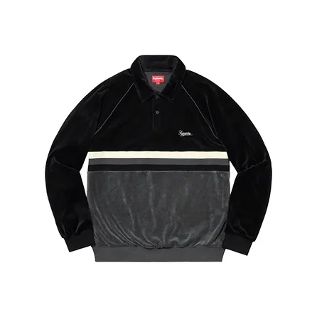Supreme Stripe Velour Raglan L/S Polo-0