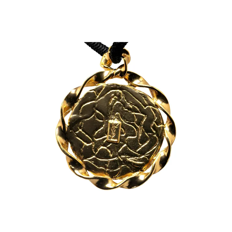 SAINT LAURENT 20th Century Plated Pineapple Discs Lariat Costume Necklace-1