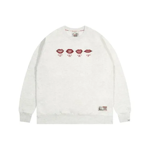 GRAF Sweatshirt Men's Ash White Lip-Curl Crew Neck Sweatshirt