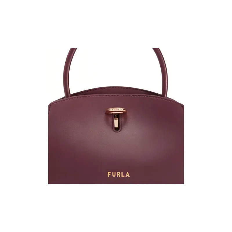 Furla Roman Calfskin Grain Calfskin Tote Bag Shopping Bag Portable Crossbody Bag Shoulder Bag Mini Women's Gemstone Red-4
