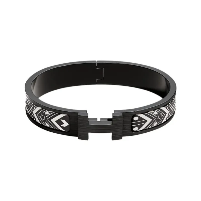 HERMES Enamel Bangles Men's Black-0