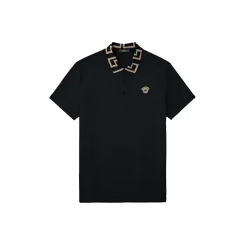 VERSACE Greca collar Cotton Polo Shirt