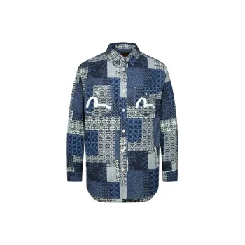 EVISU Shirts Men Navy Blue Full Floor