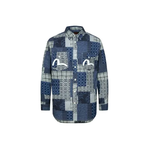 EVISU Shirts Men Navy Blue Full Floor