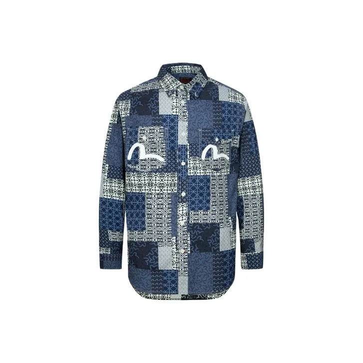 EVISU Shirts Men Navy Blue All Over-0