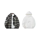 Black Plaid+White Sweatshirt