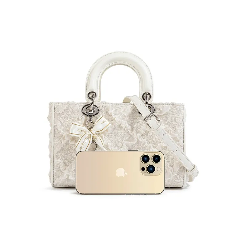 CAEISL&KCIEL Synthetic Leather Handbag Women's White Diamond Pattern-1