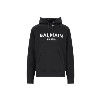 BALMAIN Logo Printed Drawstring Hoodie