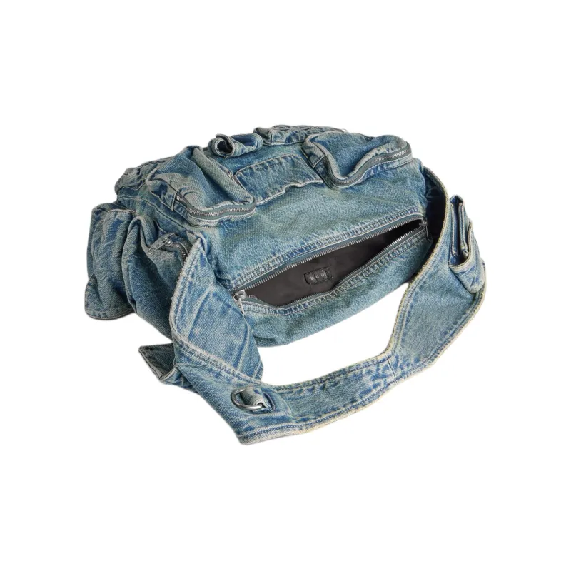 Balenciaga Superbusy Washed Denim Messenger Bag, Shoulder Bag Men's Vintage Blue-3