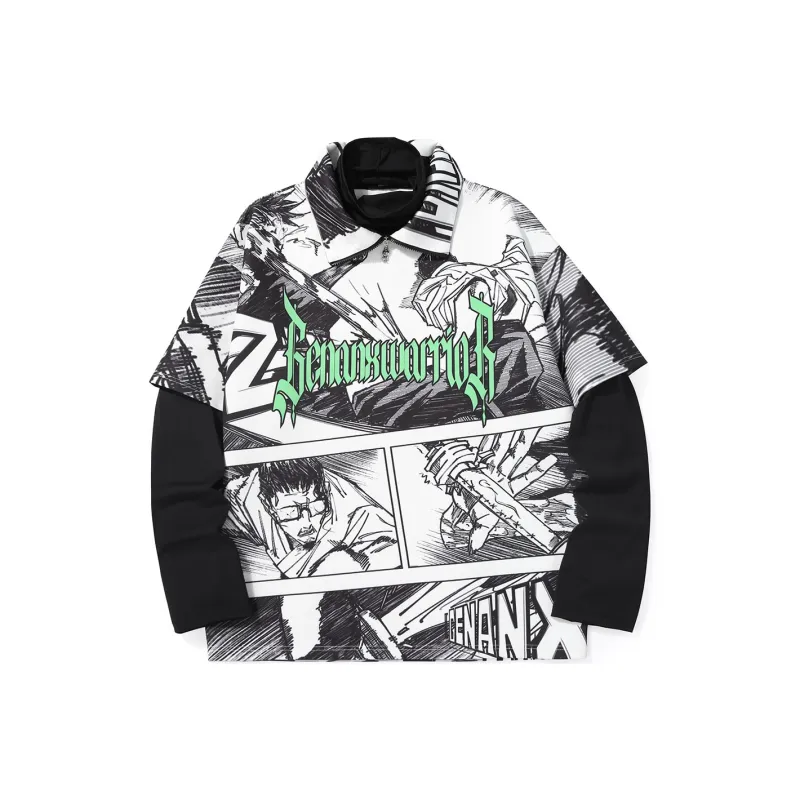 GENANX Sweatshirts Unisex White With Black Print-0