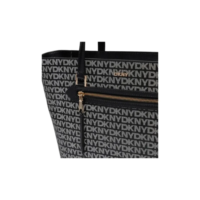 DKNY Faux Leather Tote Bag, Shopping Bag, Handbag, Shoulder Bag Large Size Women's Black-4