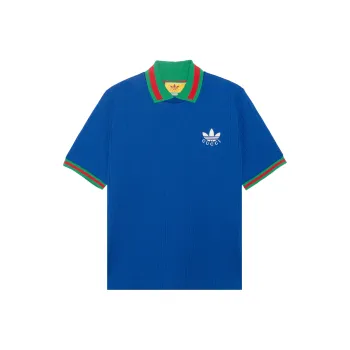 GUCCI X Adidas Polyester Polo Shirt Cobalt Blue