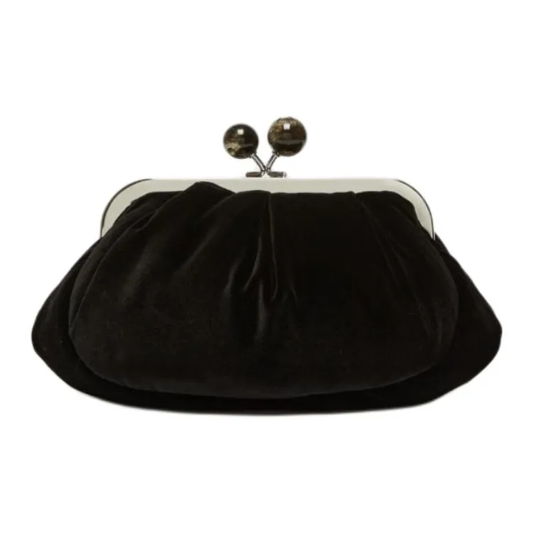 WEEKEND MaxMara Pasticcino Velvet Crossbody Bag, Shoulder Bag Small Size Women's Black-2