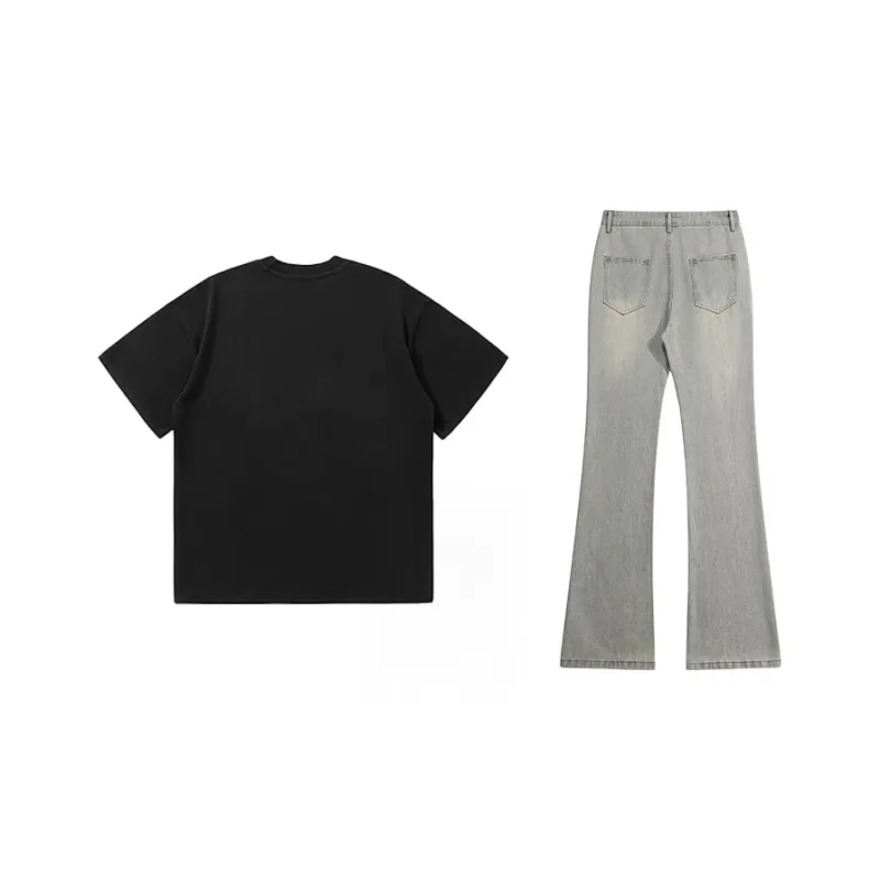BAGE Casual Sportswear Unisex White Black Jeans-19