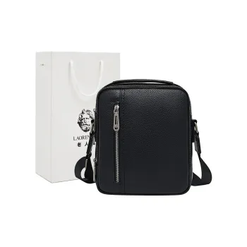 Old Man's Head Top Grain Cow Leather Crossbody Bag Regular Men's Black