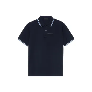 PRADA Plain Cotton Logo Luxury Outlet Polos