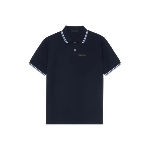 PRADA Plain Cotton Logo Luxury Outlet Polos