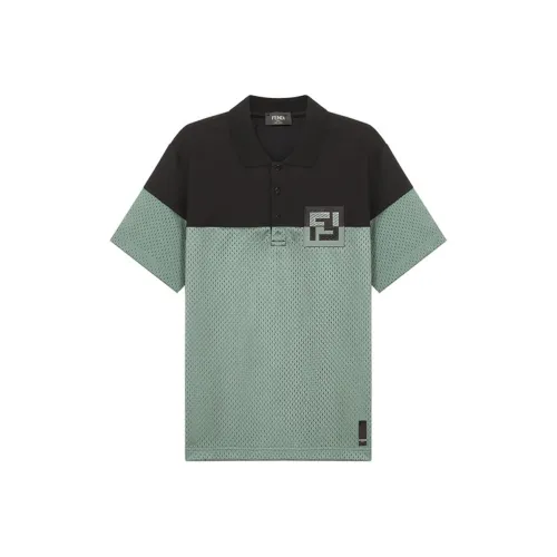 FENDI Polo Shirt Men's Black Sage Green