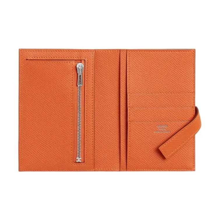 HERMES New H Passant Epsom Calfskin Wallet Unisex 93 Orange/Hermes Orange & Orange-1