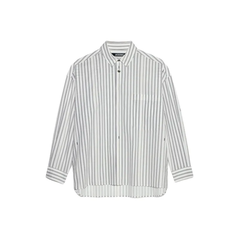 Jacquemus Striped Collared Long Sleeve Shirt-0