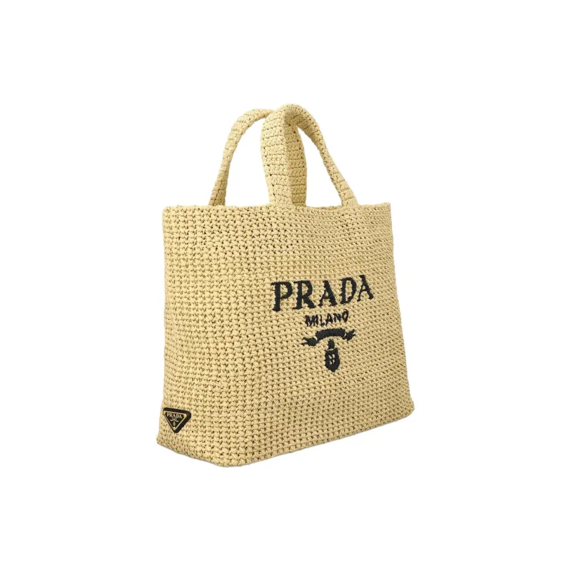 PRADA Fabric Tote Bag, Shopping Bag, Handbag Women's Beige-1