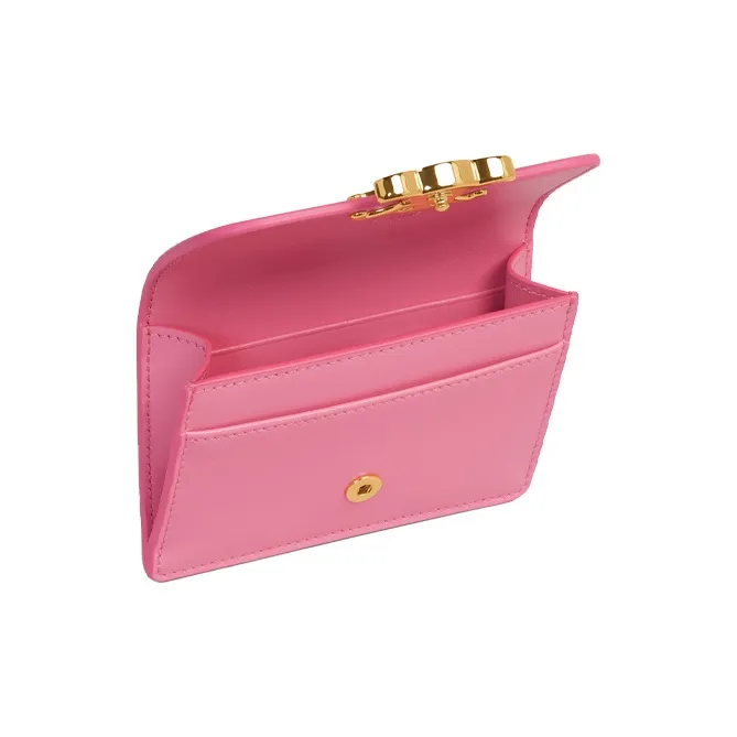 CELINE Triumphal Arch Cow Leather Coin Purses Card Holders Women's Pink-3