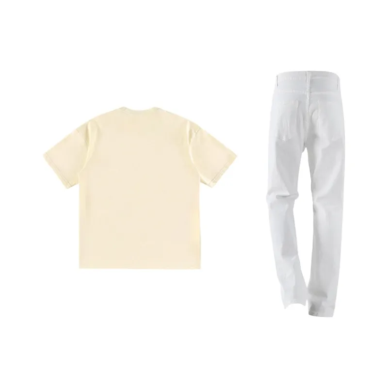 BAGE Casual Sportswear Unisex White Black Jeans-23