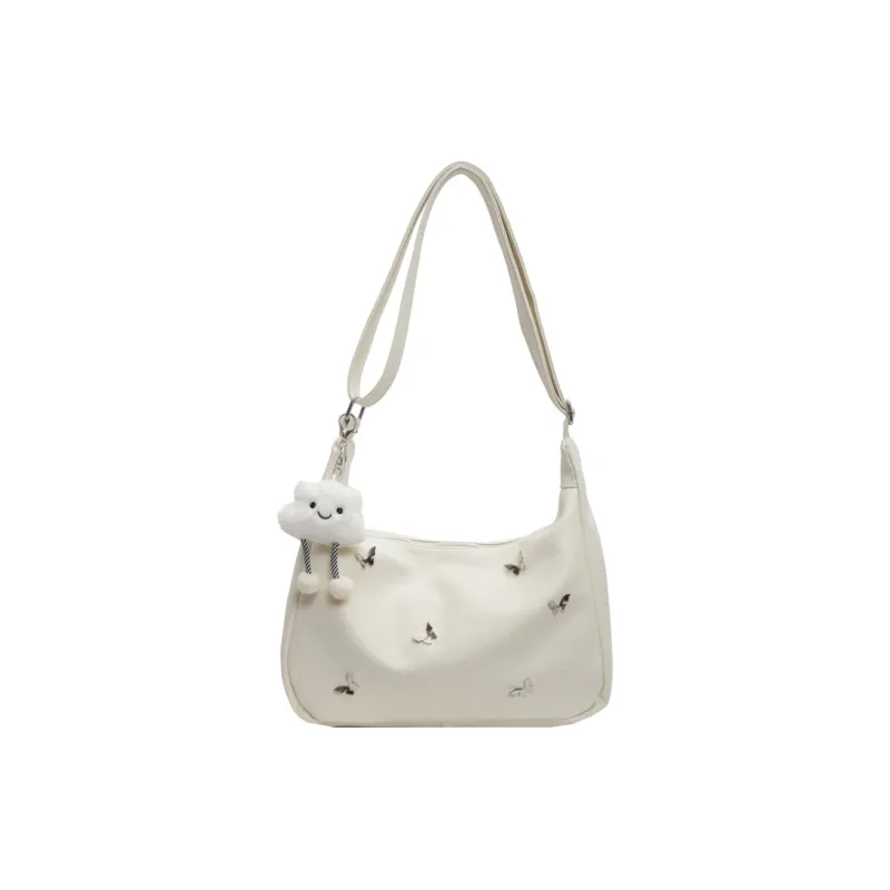 Morellybear PU Handbag, Shoulder Bag, Crossbody Bag Women's Black/Ecru/Silver-5
