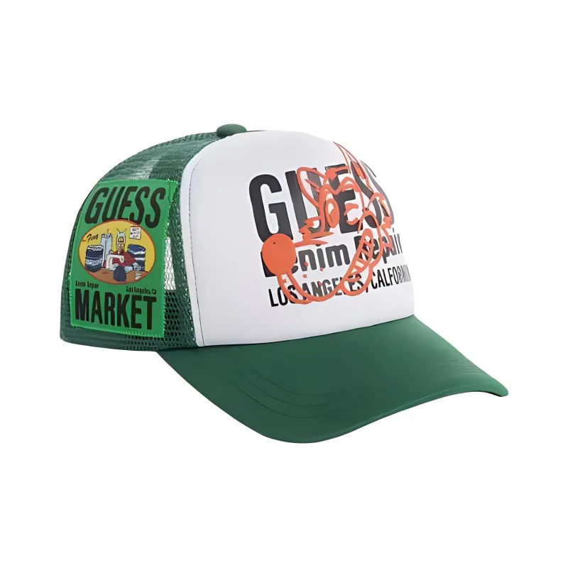 GUESS Polyester Baseball Caps Unisex Green/Orange-0