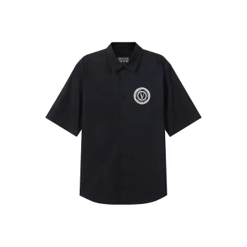 VERSACE JEANS COUTURE V Emblem Curved Hem Shirt
