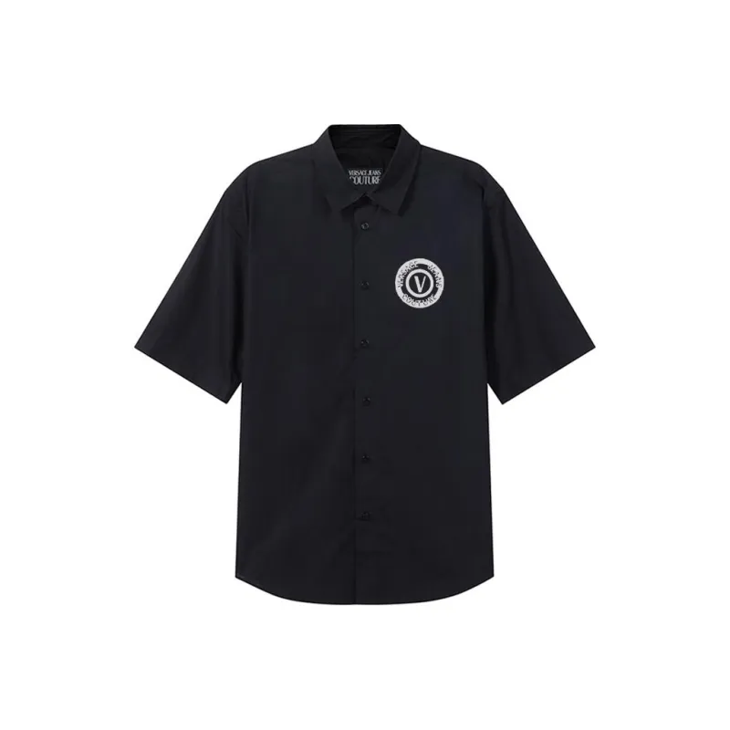 VERSACE JEANS COUTURE V Emblem Curved Hem Shirt-0