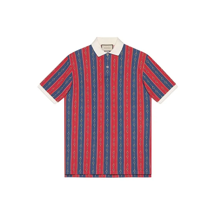 GUCCI Oversize Polo With Horsebit Chain Print-0