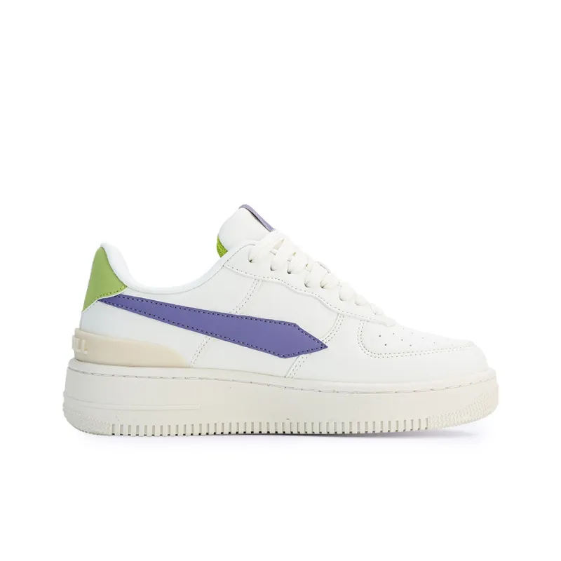 GLO BULL Anti Slip And Wear Resistant Height Increasing Low Top Skateboard Shoes Women's Beige Purple Green-1