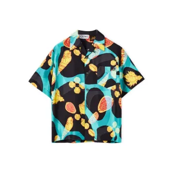 LOEWE Shell Print Silk Bowling Shirt