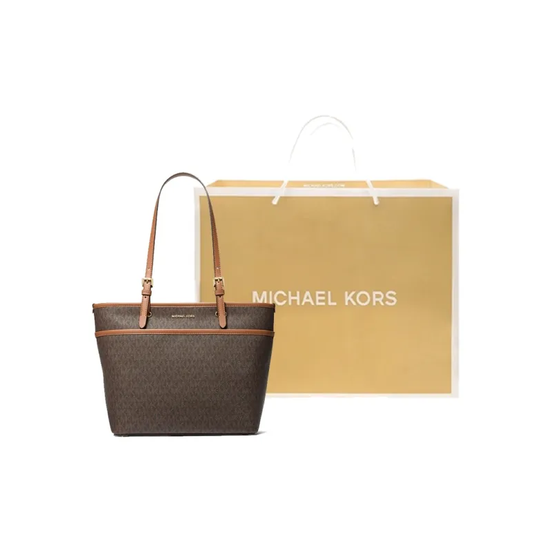 MICHAEL KORS Artificial Leather Tote Bag, Shopping Bag, Shoulder Bag Medium Size Women's Dark Brown & Acorn Brown-4
