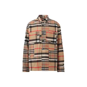 Burberry Check Pattern Patchwork Wool Oversized Overshirt