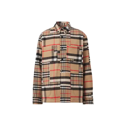 Burberry Check Pattern Patchwork Wool Oversized Overshirt