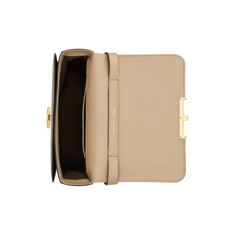 TOD'S T Timeless Calfskin Crossbody Bag Mini Women's Beige Yellow-4