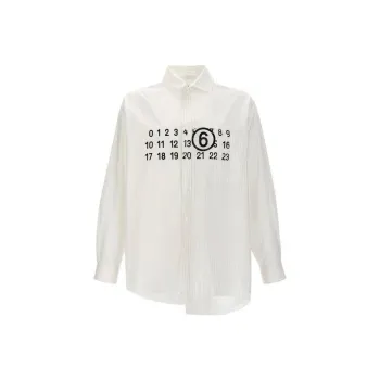 MM6 Maison Margiela Maxi Logo Printed Asymmetric Shirt